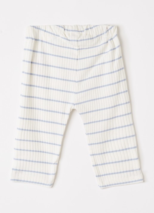 Lil 'Atelier NBMKail straight fit babybroek met streepprint - voorkant 2 gebroken wit