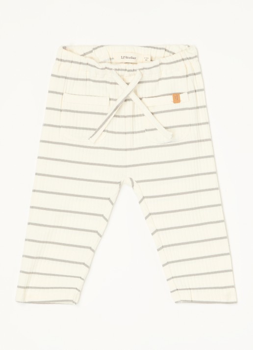 Lil 'Atelier NBMKail tapered fit joggingbroek van  katoen - voorkant beige
