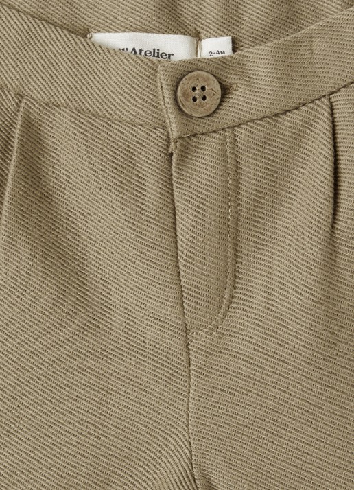 Lil 'Atelier NBMKaleo straight fit broek van katoen - detail khaki