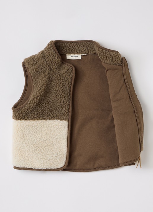 Lil 'Atelier NBMLayo bodywarmer van teddy - voorkant 3 bruin