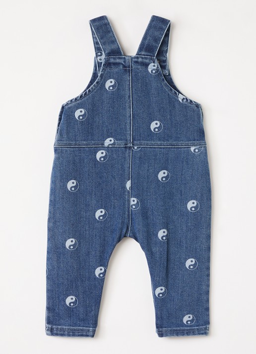 Lil 'Atelier NBMLivo slim fit tuinbroek van denim met print - voorkant 3 indigo