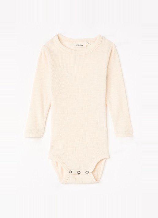 Lil 'Atelier NBNNalu romper in merino wolblend - voorkant 3 creme