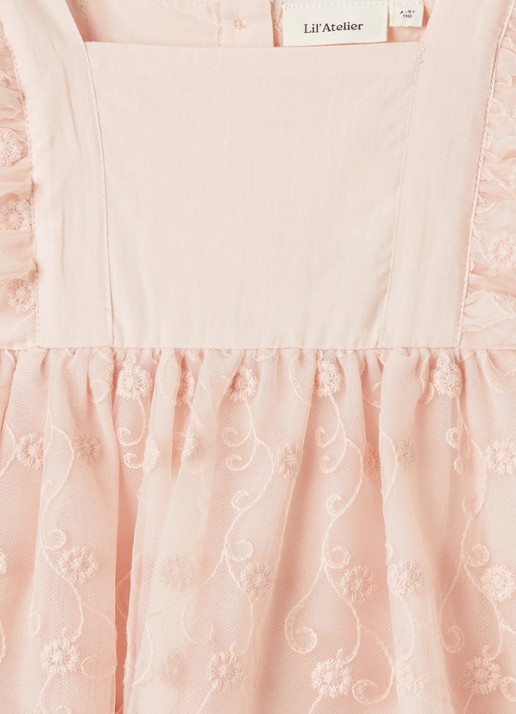 Lil 'Atelier NMFFeva jurk met tule - detail 4 zalmroze
