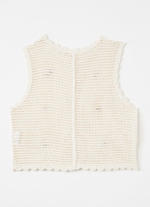 Lil 'Atelier NMFFlora grofgebreid vest - achterkant gebroken wit