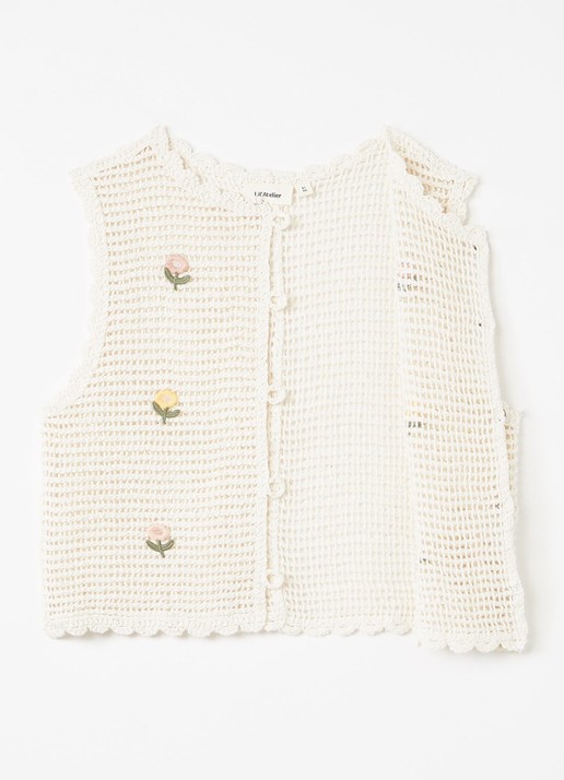 Lil 'Atelier NMFFlora grofgebreid vest - detail 2 gebroken wit