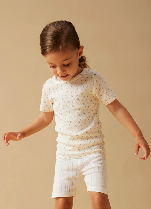 Lil 'Atelier NMFGago T-shirt met bloemenprint - voorkant 3 gebroken wit