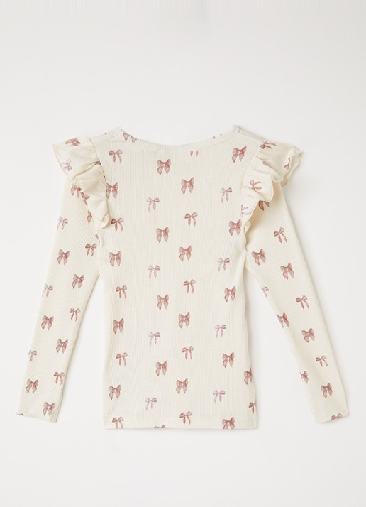 Lil 'Atelier NMFGavo longsleeve met print - voorkant 2 gebroken wit