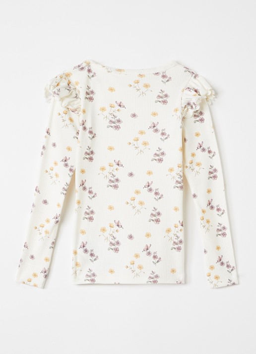 Lil 'Atelier NMFGavo top met bloemenprint - voorkant 3 gebroken wit