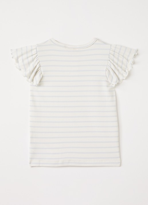 Lil 'Atelier NMFGeo T-shirt met streepprint - voorkant 2 ivoor