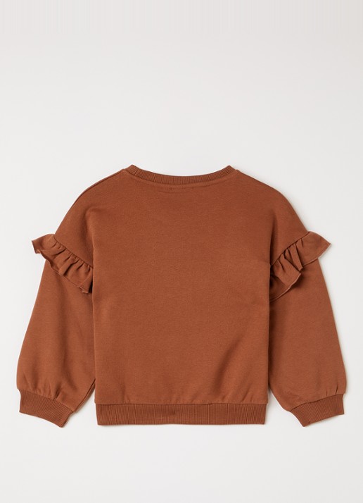 Lil 'Atelier NMFILondon sweater met volant - voorkant 2 taupe