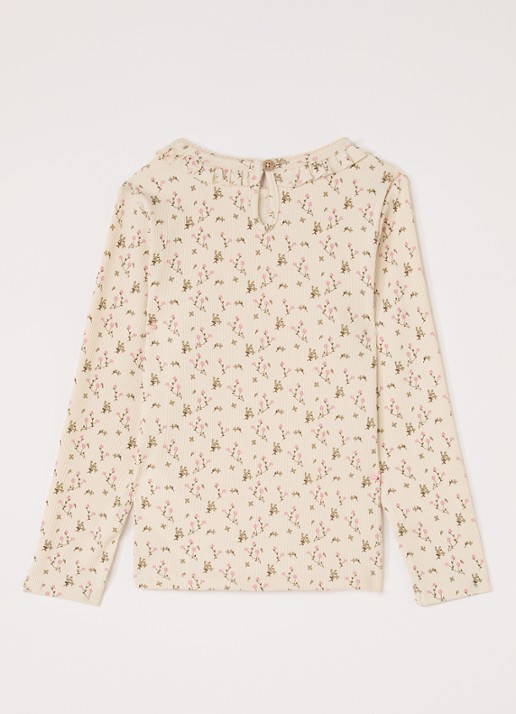 Lil 'Atelier NMFLago longsleeve met bloemenprint - voorkant 2 creme