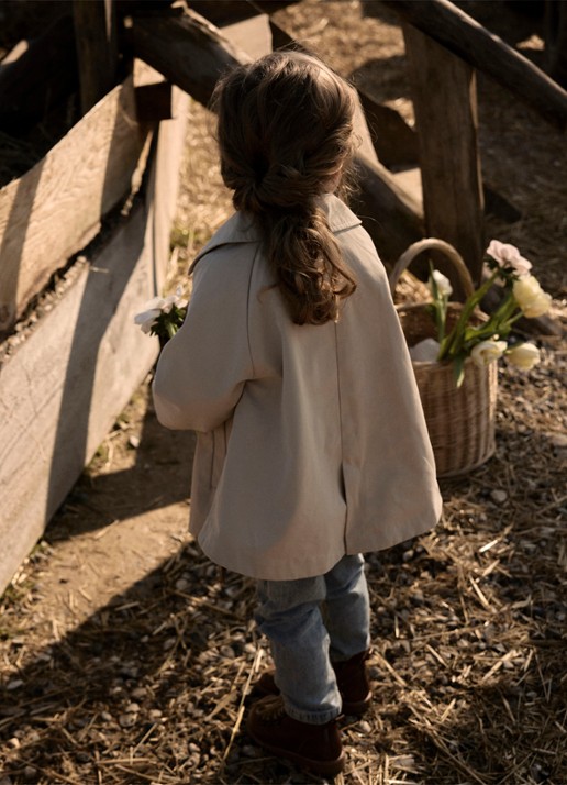 Lil 'Atelier NMFLamadelin trenchcoat met steekzakken - voorkant 3 beige