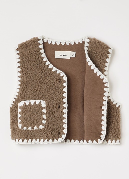 Lil 'Atelier NMFLayo bodywarmer van teddy - detail 3 lichtbruin