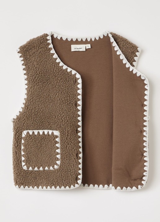 Lil 'Atelier NMFLayo bodywarmer van teddy - detail 2 lichtbruin