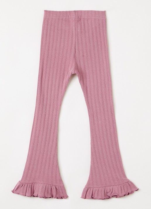 Lil 'Atelier NMFRita flared fit legging met ribstructuur - voorkant 2 oudroze