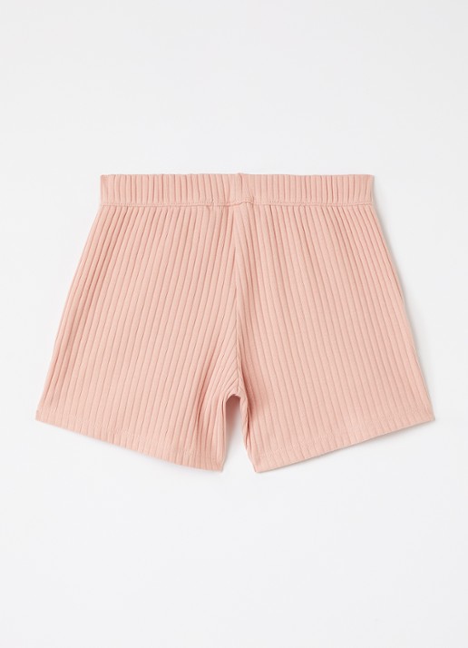 Lil 'Atelier NMFSaseline straight fit korte broek met ribstructuur - voorkant 3 roze