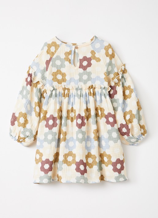 Lil 'Atelier NMFTalia jurk met bloemenprint - voorkant 2 beige