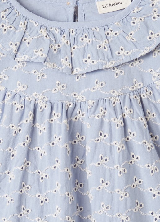 Lil 'Atelier NMFTessie tuniek met bloemborduring - detail 3 lichtblauw