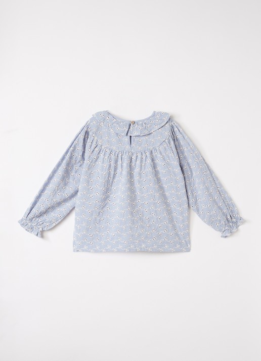 Lil 'Atelier NMFTessie tuniek met bloemborduring - voorkant 2 lichtblauw