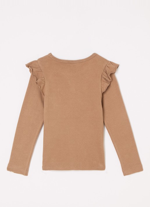 Lil 'Atelier NMFThoro fijngebreide pullover - voorkant 2 lichtbruin