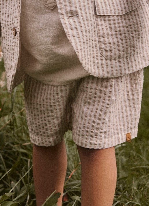 Lil 'Atelier NMMFausto loose fit korte broek - voorkant 5 beige