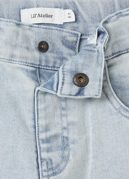 Lil 'Atelier NMMFrances loose fit jeans met lichte wassing - detail indigo