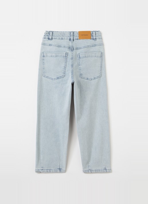 Lil 'Atelier NMMFrances loose fit jeans met lichte wassing - voorkant 3 indigo