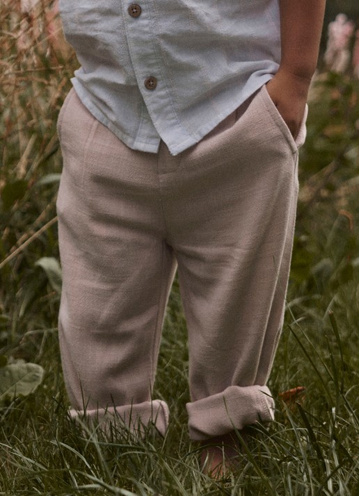 Lil 'Atelier NMMFreddie straight fit pantalon - voorkant 3 beige