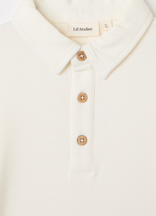 Lil 'Atelier NMMFundo polo in  katoenblend - detail 3 ivoor