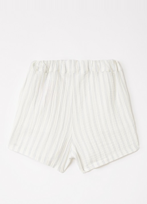 Lil 'Atelier NMMHagi straight fit korte broek met streepprint - voorkant 2 gebroken wit