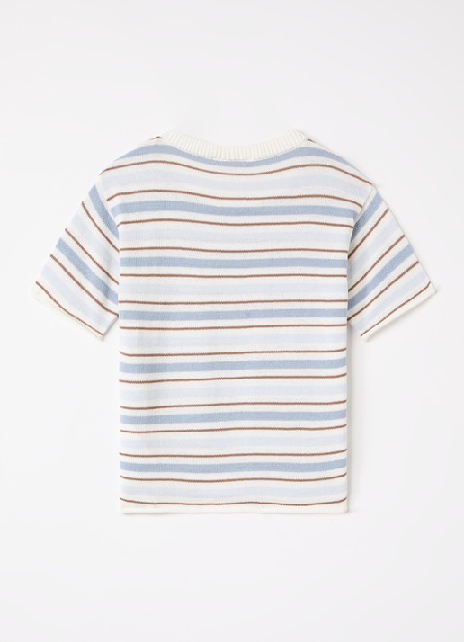 Lil 'Atelier NMMHito fijngebreid T-shirt met streepprint - voorkant 2 lichtblauw