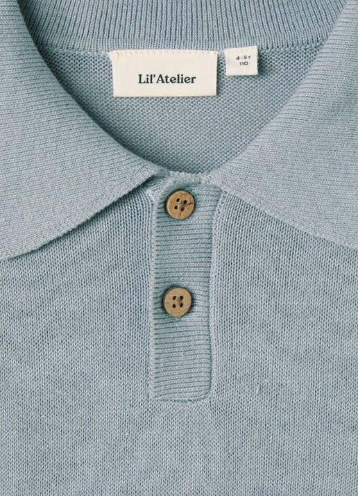 Lil 'Atelier NMMhitos fijngebreide trui met kraag - detail 3 lichtblauw