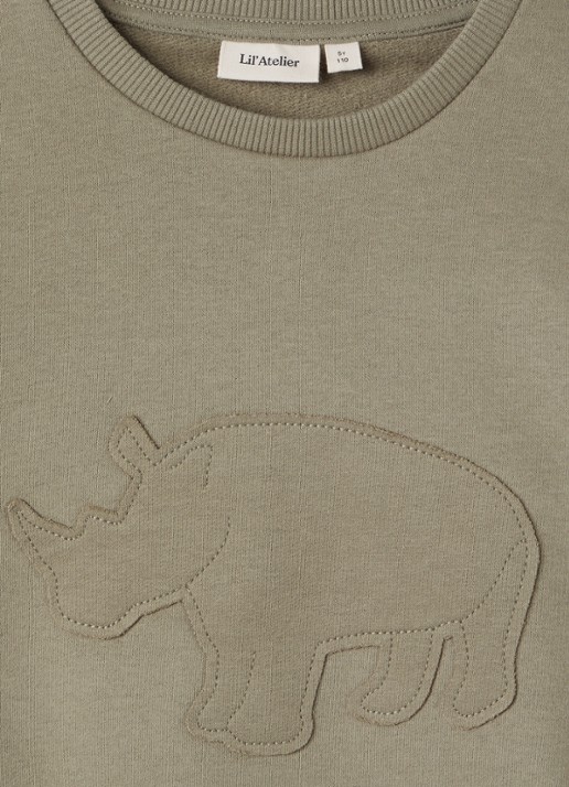 Lil 'Atelier NMMILondon sweater met borduring - detail 4 olijfgroen