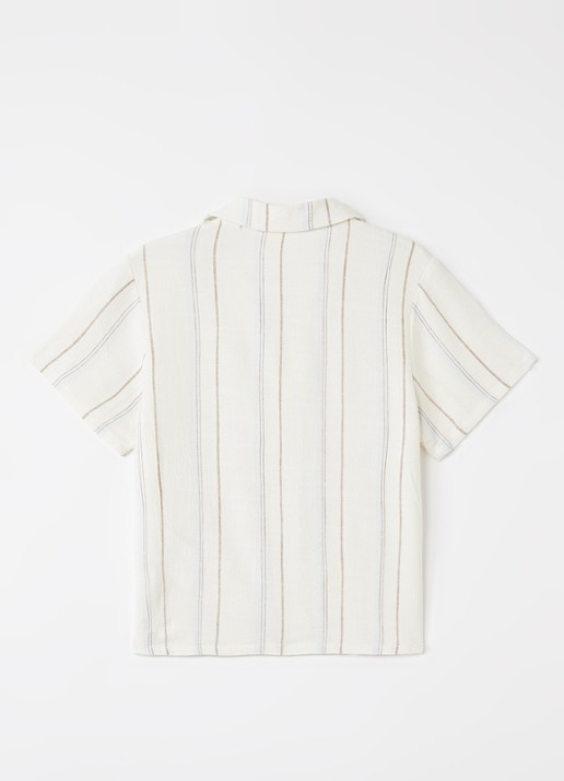 Lil 'Atelier NMMJeran blouse in linnenblend - voorkant 2 gebroken wit