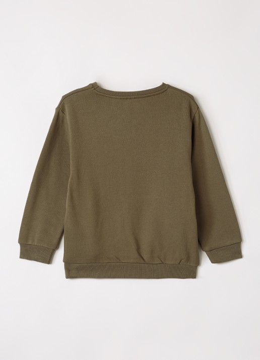 Lil 'Atelier NMMKilano sweater met ronde hals - voorkant 2 mosgroen
