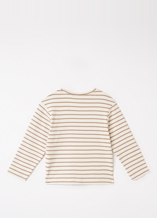 Lil 'Atelier NMMLimia longsleeve met streepprint - voorkant 2 beige