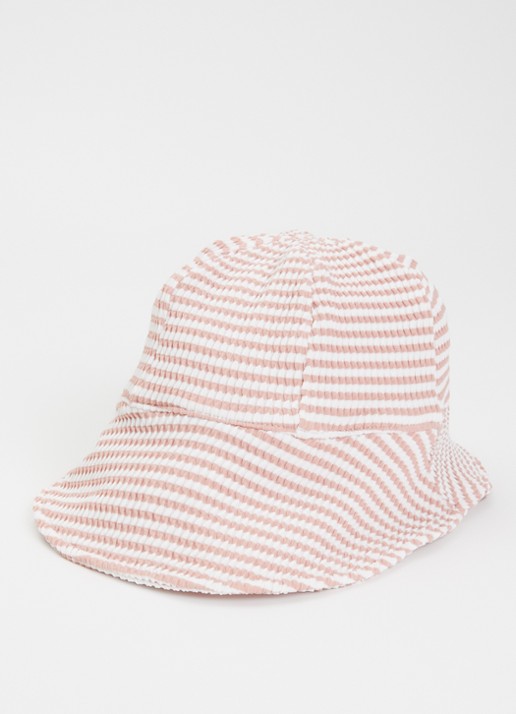 Lil 'Atelier UV bucket hoed met streepdessin  - detail lichtroze