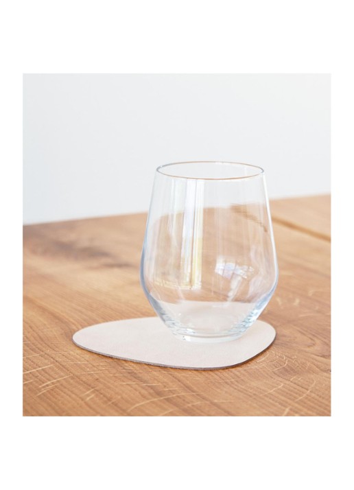 LIND DNA Curve Nupo onderzetter van  leer set van 4 - voorkant 2 beige