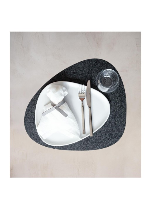 LIND DNA Curve placemat van  leer 37 x 44 cm - voorkant 3 antraciet