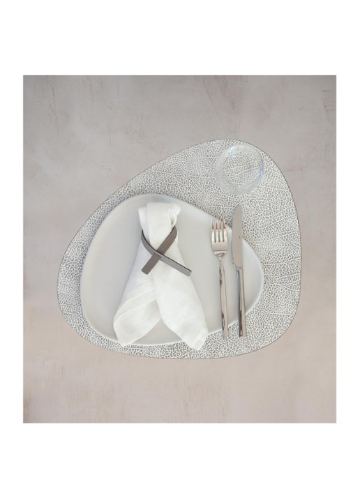 LIND DNA Curve placemat van  leer 37 x 44 cm - voorkant 4 wit