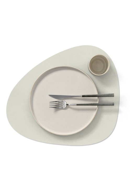LIND DNA Curve placemat van  leer 37 x 44 cm - voorkant 2 lichtgrijs
