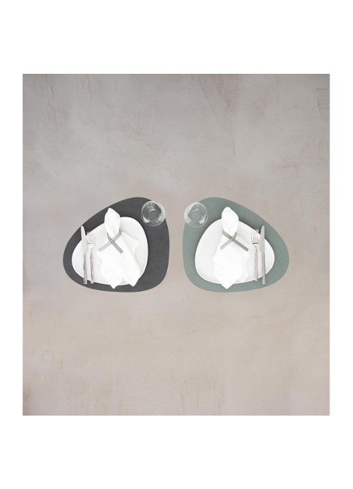 LIND DNA Curve reversible placemat van leer 37 x 44 cm - voorkant 6 grijs