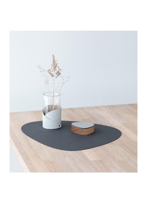 LIND DNA Giftset Curve placemat en onderzetter van  leer set van 8   - achterkant 3 antraciet