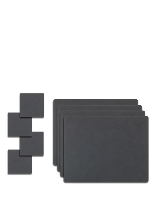 LIND DNA Giftset Square L placemat en onderzetter van  leer set van 8