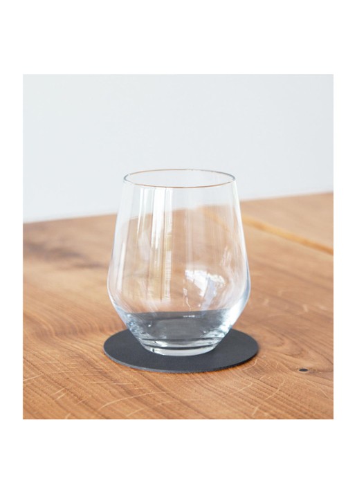 LIND DNA Glass Mat Circle onderzetter van leer set van 4 - voorkant 2 antraciet