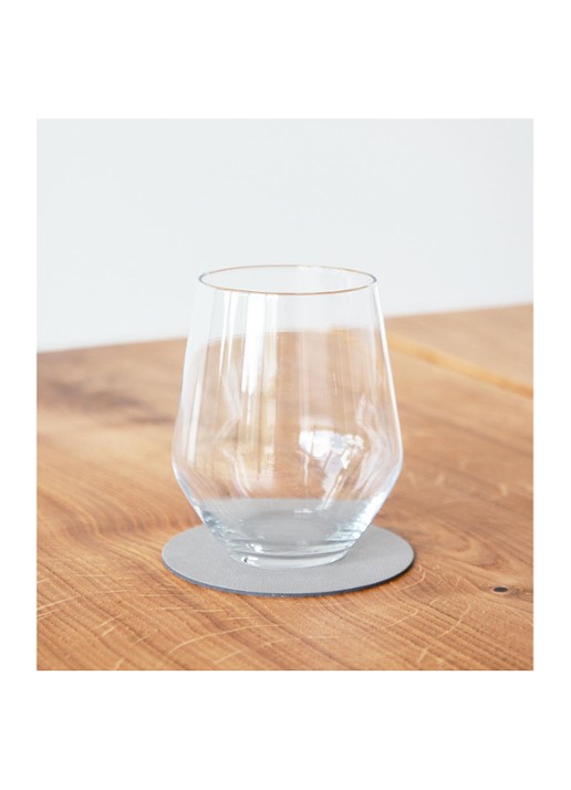LIND DNA Glass Mat Circle onderzetter van leer set van 4 - voorkant 2 grijs