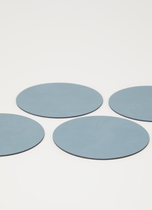 LIND DNA Glass Mat Circle onderzetter van leer set van 4 - detail 3 blauw
