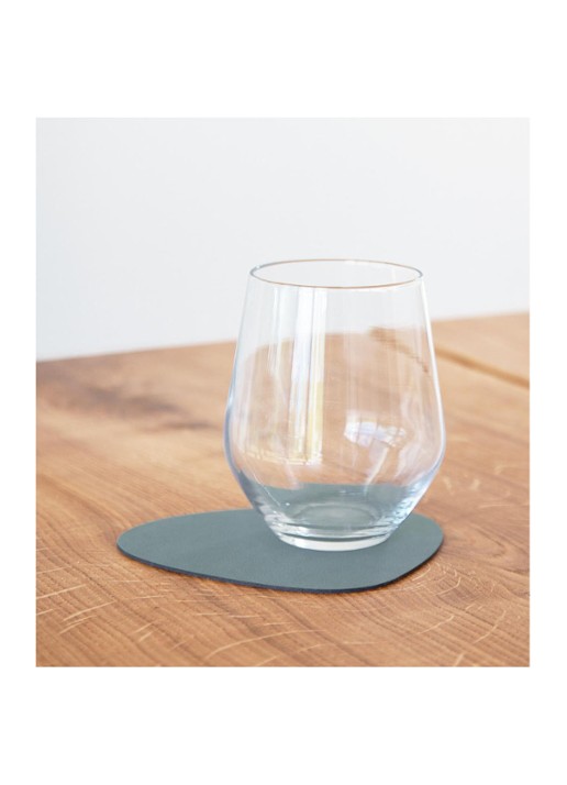 LIND DNA Glass Mat Curve onderzetter van leer - voorkant 2 groen