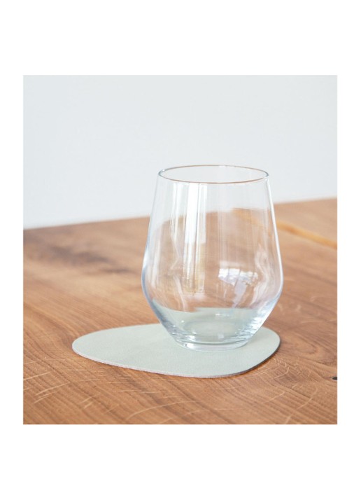 LIND DNA Glass Mat Curve onderzetter van leer - voorkant 2 lichtgroen