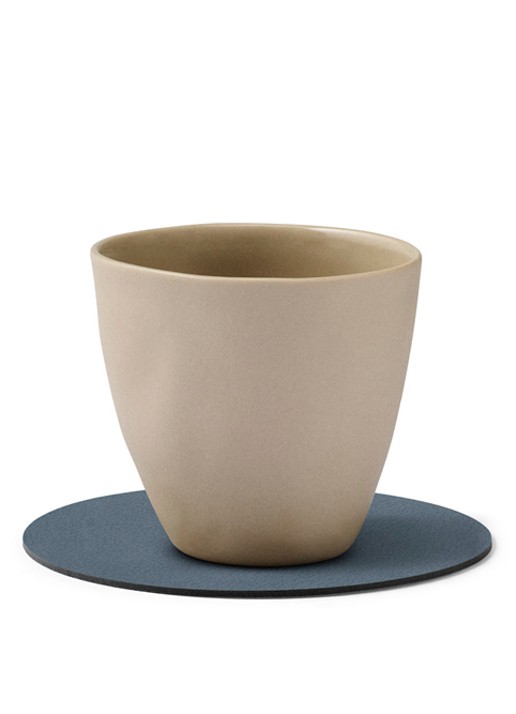 LIND DNA Nupo onderzetter van leer - voorkant 3 donkerblauw